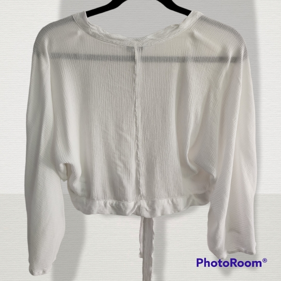 Express white tie front crop cover up, size small - Picture 3 of 3
